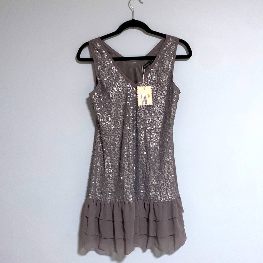 THEME tiered sequin dress Sm